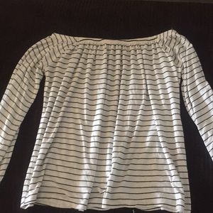 Off the shoulder striped shirt